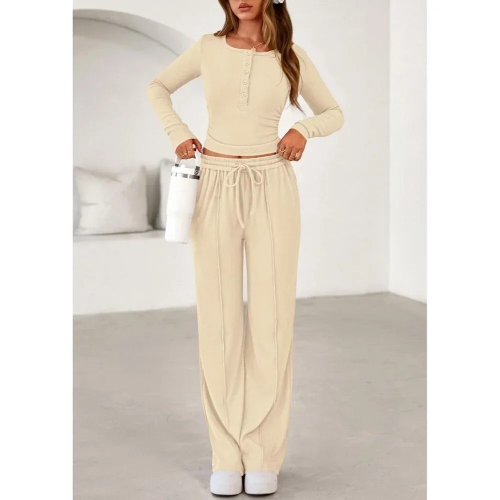 Women's 2 Piece Lounge Set Polyester Blend Fall Casual Matching Outfit